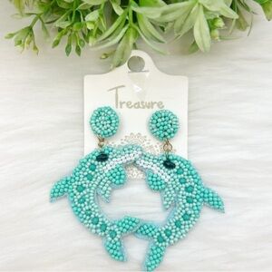 Aqua Dolphin Beaded Earrings 🐬